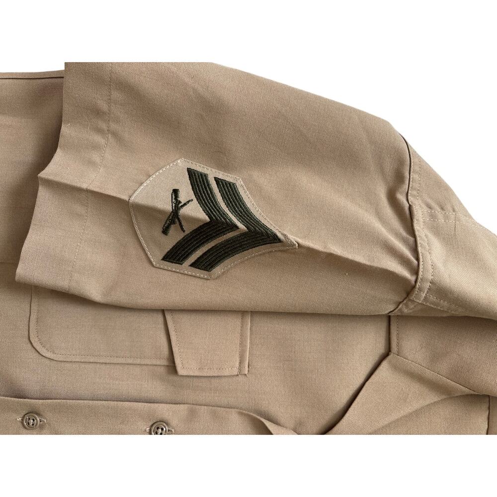USMC Khaki Short Sleeve Shirt Mens Large Marine Corps Uniform Military